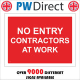 CS050 No Entry Contractors At Work Sign