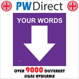 WM064G Your Words Quirky Down Arrow Purple South Text Custom