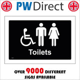 TS200 Male Female Disabled Toilets White On Black