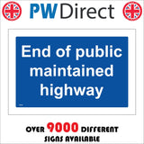 TR763 End Of Public Maintained Highway Road Route
