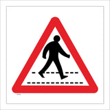 CS142 Pedestrian Crossing Ahead Sign with Triangle Man Walking