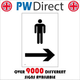 TS064 Male Toilets Right Arrow Black On White