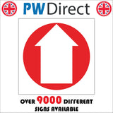 FI346 Arrow Ahead North Forward White On Red Circle