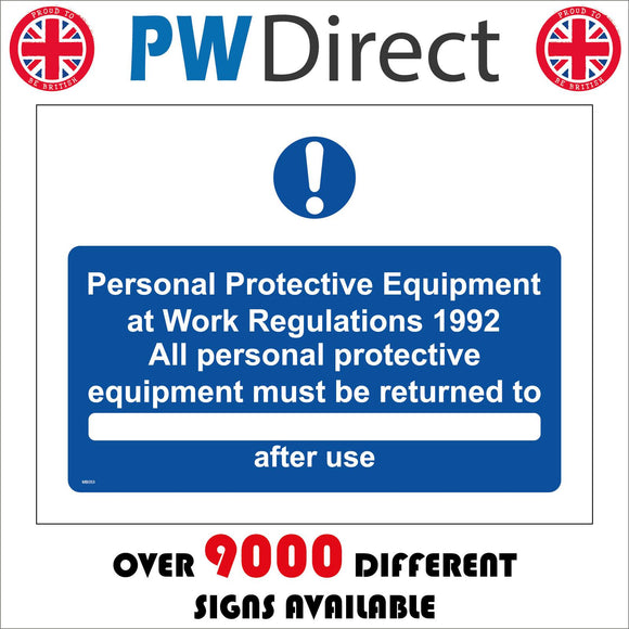 MB053 PPE Work Regulations 1992 Equipment Returned After Use