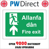 FS606 Allanfa Dan Fire Exit Ahead Arrow Bilingual Running Man