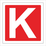 FI358 Letter K Character Alphabet White On Red Hazard Warning