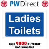 TS087 Ladies Toilets White On Blue