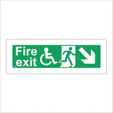 FS345 Fire Exit Running Man Down Right Arrow Wheelchair Access