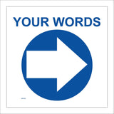 WM070B Circle East Right Arrow Blue Words Choice Text Custom