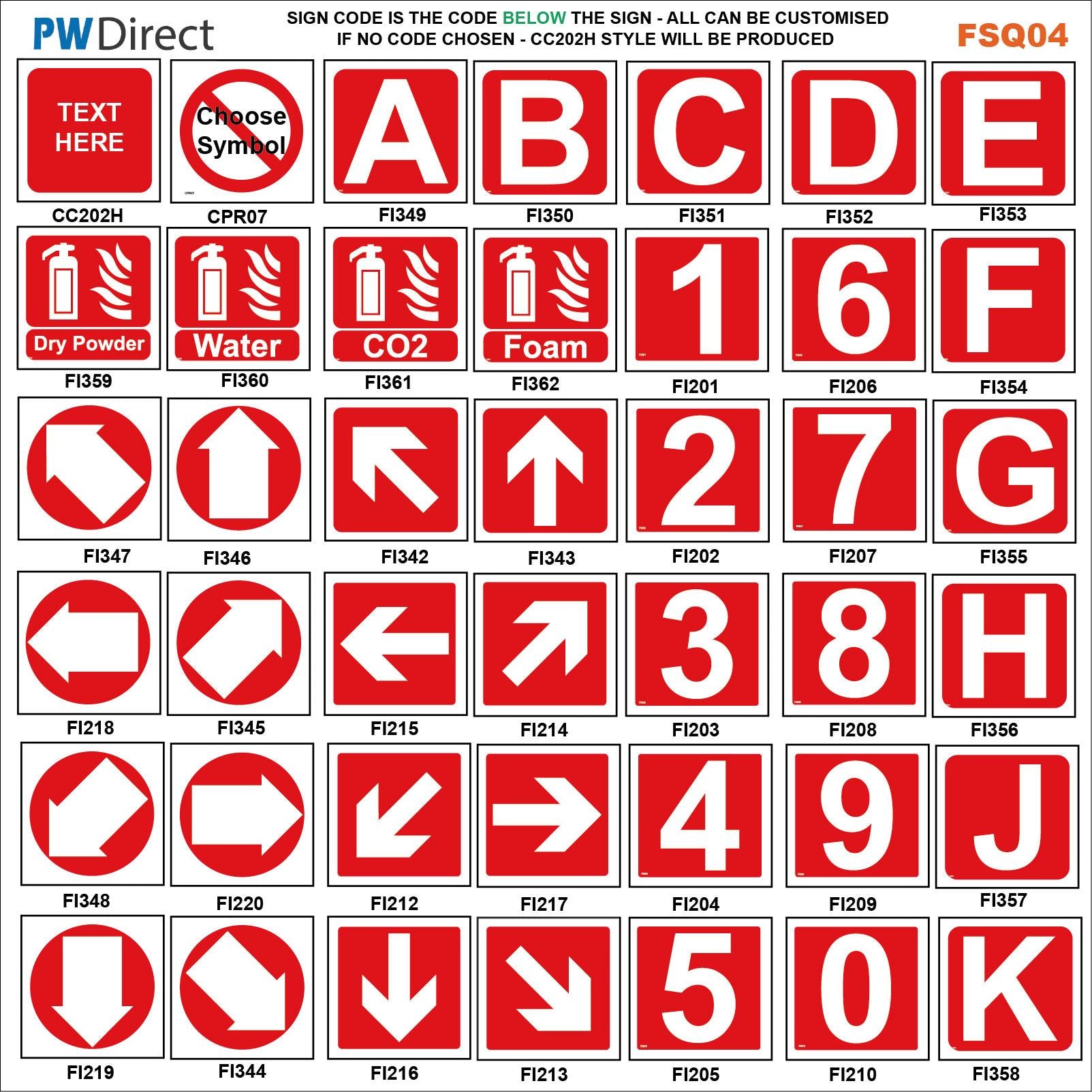 Fire Evacuation Arrows Floor Levels Numbers Letters Custom, FSQ04 ...