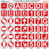 AFSQ04 Fire Evacuation Arrows Floor Levels Numbers Letters Custom