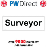 GG375 Surveyor Construction Building Door Plaque Black On White