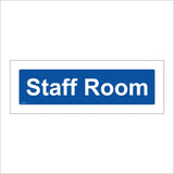 GG372 Staff Room Door Plaque White On Blue Background