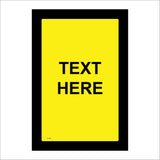 CC102M Yellow Background Black Border Text Custom Personalise