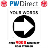 WM070A Circle East Right Arrow Black Words Choice Text Custom