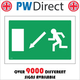 FS380 Fire Exit Diagonal Down Left Arrow Running Man