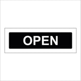 CS685 Open Business White On Black Door Window Plaque