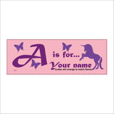 CM017 Unicorn Butterfly Girls Personalised Custom Made Door Plaque A Is For Sign with Unicorn Butterfly
