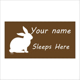 CM069 Fluffy Sleeps Here Sign with Rabbit