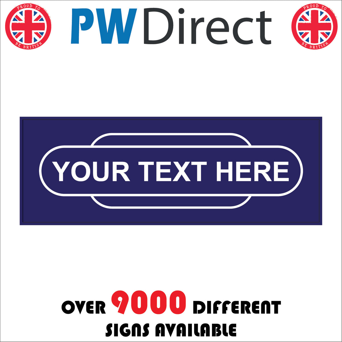 Bespoke Personalise Your Choice Railway Totem Station Sign Dark Blue ...