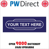 CM155E Bespoke Personalise Your Choice Railway Totem Station Sign Dark Blue Sign
