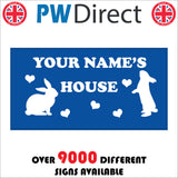 CM199 Ross And Anna's House Sign with Hearts Rabbits