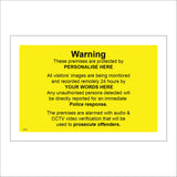 CM227 Warning These Premises Are Protected By Personalise Choice Sign
