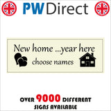 CM279 New Home 2020 Your Names Personalise Me  Sign with House Hearts