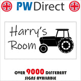 CM285 Harry's Room Personalise Child Farm Tractor Door Plaque Sign with Tractor