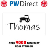 CM286 Thomas Kids Room Personalise Tractor Choice Name Words Choose Sign with Tractor