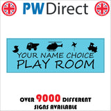 CM307 Childs Name Play Room Door Plaque Nursery Gift Personalise Choose  Sign with Truck Train Helicopter Duck Windmill