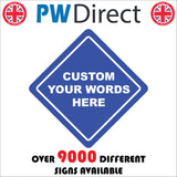 CM344 Custom Words Here Car Badge Drive Taxi Distance Blue