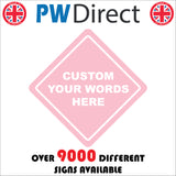 CM345 Custom Words Here Car Badge Drive Taxi Distance Pink