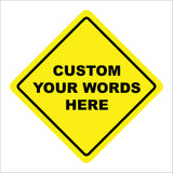 CM346 Custom Words Here Sign Badge Car Taxi Drive Distance Yellow