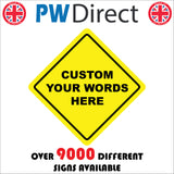 CM346 Custom Words Here Sign Badge Car Taxi Drive Distance Yellow