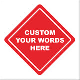 CM431 Custom Personalise Words Text Image Symbol Diamond Red