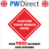 CM431 Custom Personalise Words Text Image Symbol Diamond Red