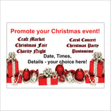 CM968 Promote Your Christmas Event Personalise Topics Dates Times Sign with Baubles Presents Bows Beads