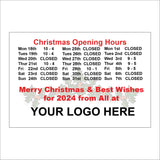 CM971 Christmas Opening Hours Personalise Merry Christmas & Best Wishes For 2020 From All At Your Choice Sign with Holly Berries