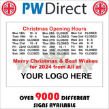 CM971 Christmas Opening Hours Personalise Merry Christmas & Best Wishes For 2020 From All At Your Choice Sign with Holly Berries