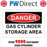 CS167 Danger Gas Cylinder Storage Area Sign