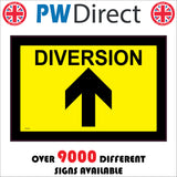 CS174 Diversion Ahead Sign with Arrow