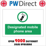 CS192 Designated Mobile Phone Area Sign with Mobile Phone