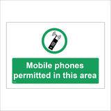 CS193 Mobile Phones Permitted In This Area Sign with Mobile Phone