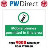 CS193 Mobile Phones Permitted In This Area Sign with Mobile Phone