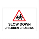 CS227 Slow Down Children Crossing Sign with Triangle Children