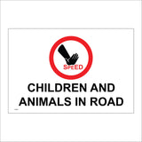 CS230 Children And Animals In Road Sign with Circle Hand Speed