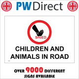 CS230 Children And Animals In Road Sign with Circle Hand Speed