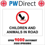 CS234 Children And Animals In Road Sign with Circle Hand Speed