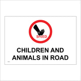 CS234 Children And Animals In Road Sign with Circle Hand Speed